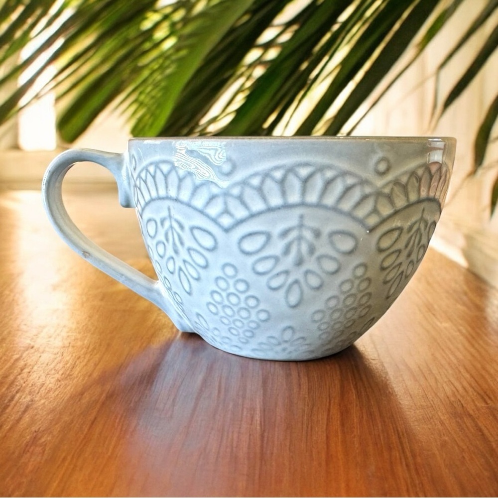 Pfaltzgraff Gabriela Gray Mug with Floral Interior
